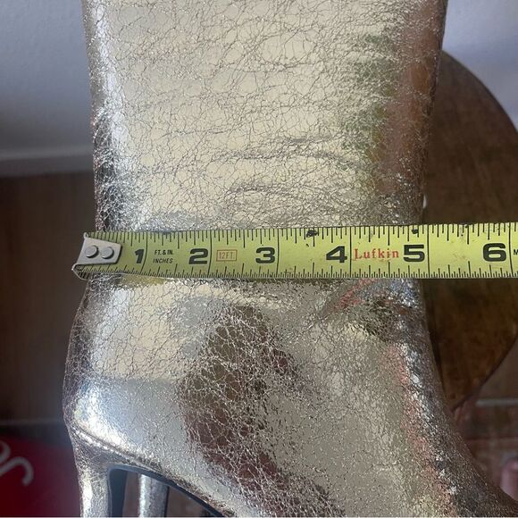 Worthington 9.5 Metallic Gold Knee High Boots Stiletto Glam Party Statement - Picture 12 of 15